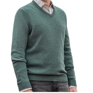 WOOL EXOFICCIO WOOL Donegal V Neck Men’s Sweater Green Size Medium Soft